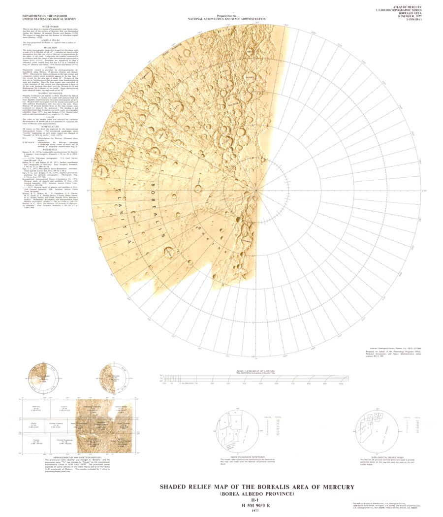 Shaded Relief Map of the Borealis Area of Mercury (Borea albedo province)