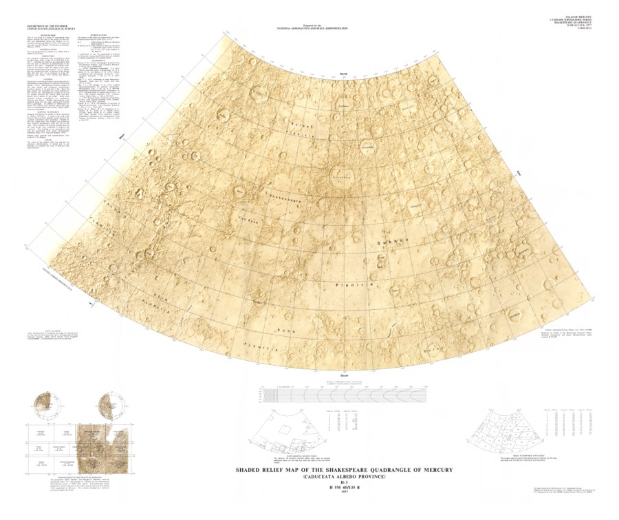 Shaded Relief Map of the Shakespeare Quadrangle of Mercury