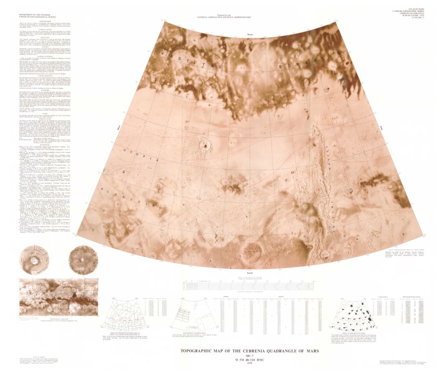 Topographic Map of the Cebrenia Quadrangle of Mars