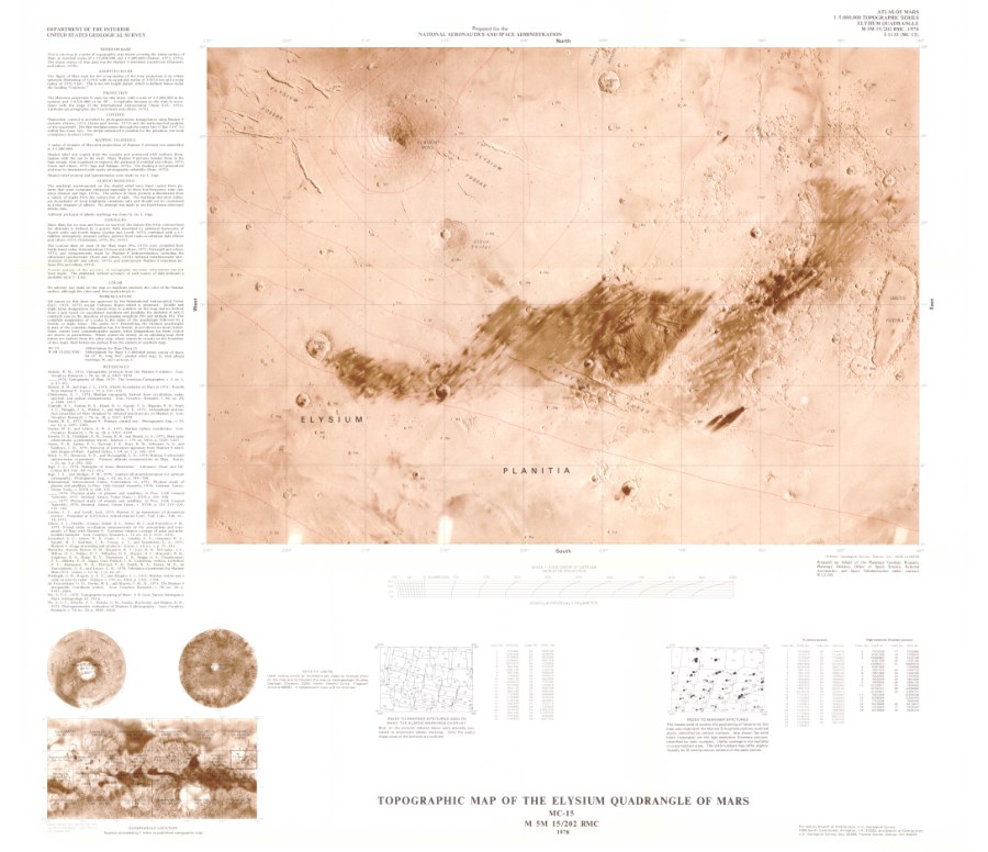 Topographic Map of the Elysium Quadrangle of Mars