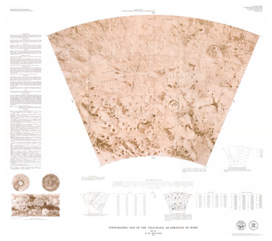 Topographic Map of the Thaumasia Quadrangle of Mars