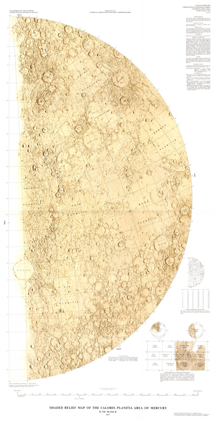 Shaded Relief Map of the Caloris Planitia Area of Mercury