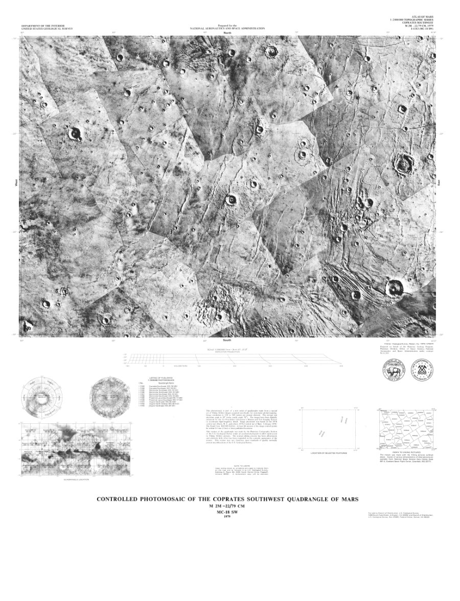 Controlled Photomosaic of the Coprates Southwest Quadrangle of Mars
