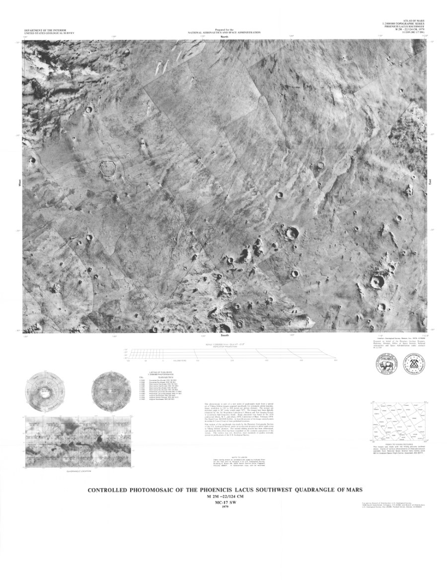 Controlled Photomosaic of the Phoenicis Lacus Southwest Quadrangle of Mars