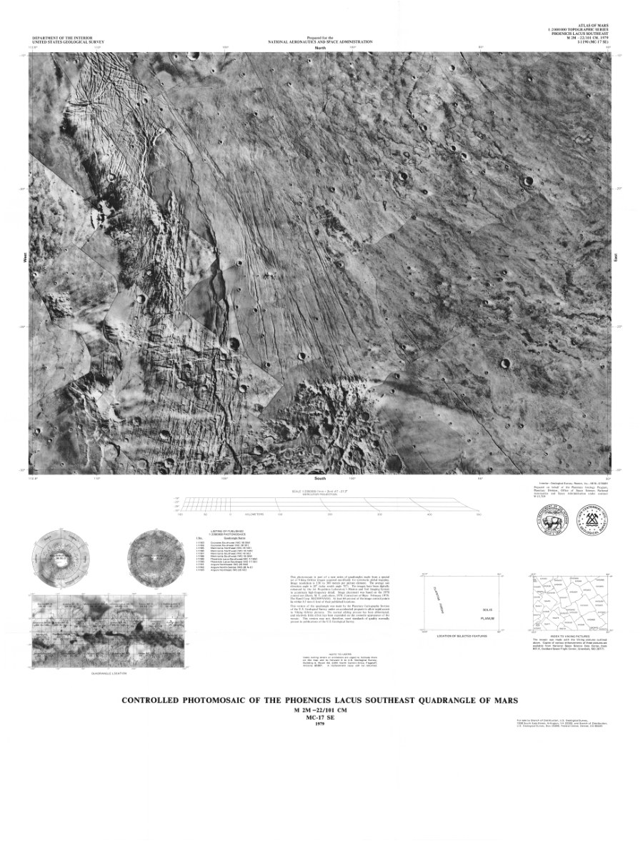 Controlled Photomosaic of the Phoenicis Lacus Southeast Quadrangle of Mars