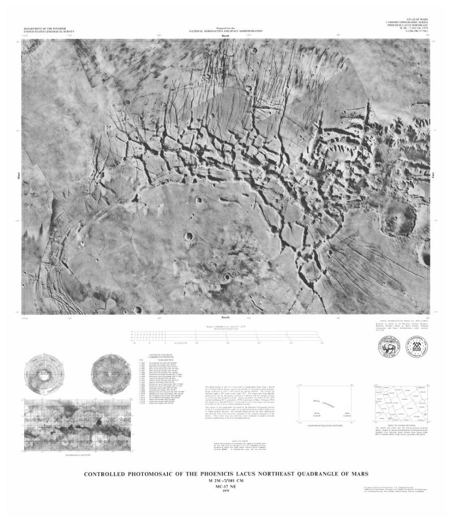 Controlled Photomosaic of the Phoenicis Lacus Northeast Quadrangle of Mars