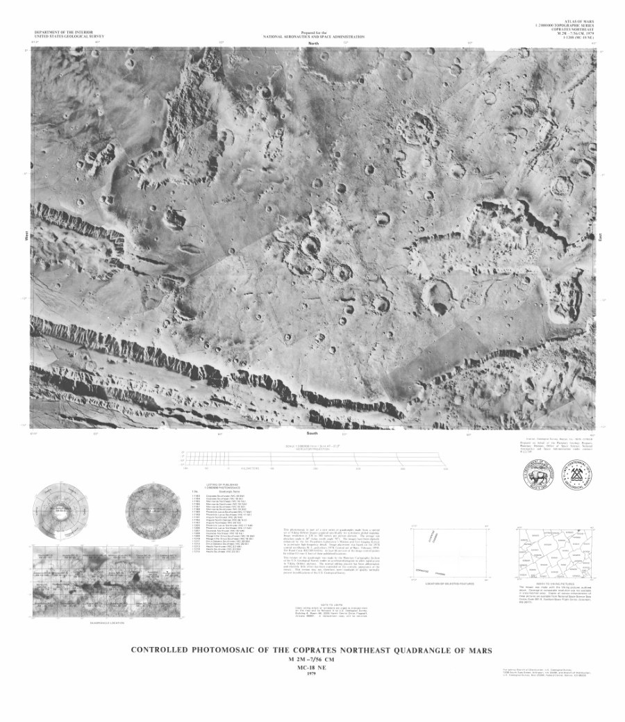 Controlled Photomosaic of the Coprates Northeast Quadrangle of Mars