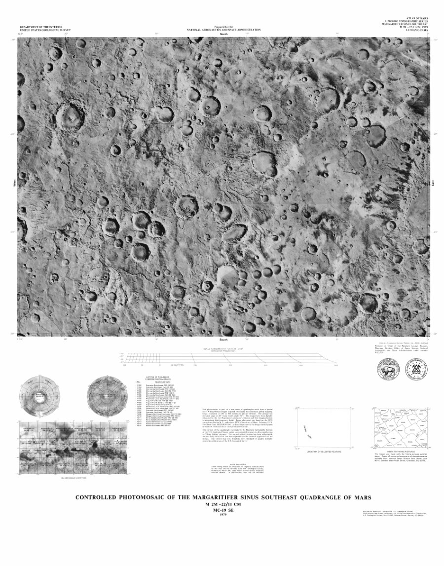 Controlled Photomosaic of the Margaritifer Sinus Southeast Quadrangle of Mars