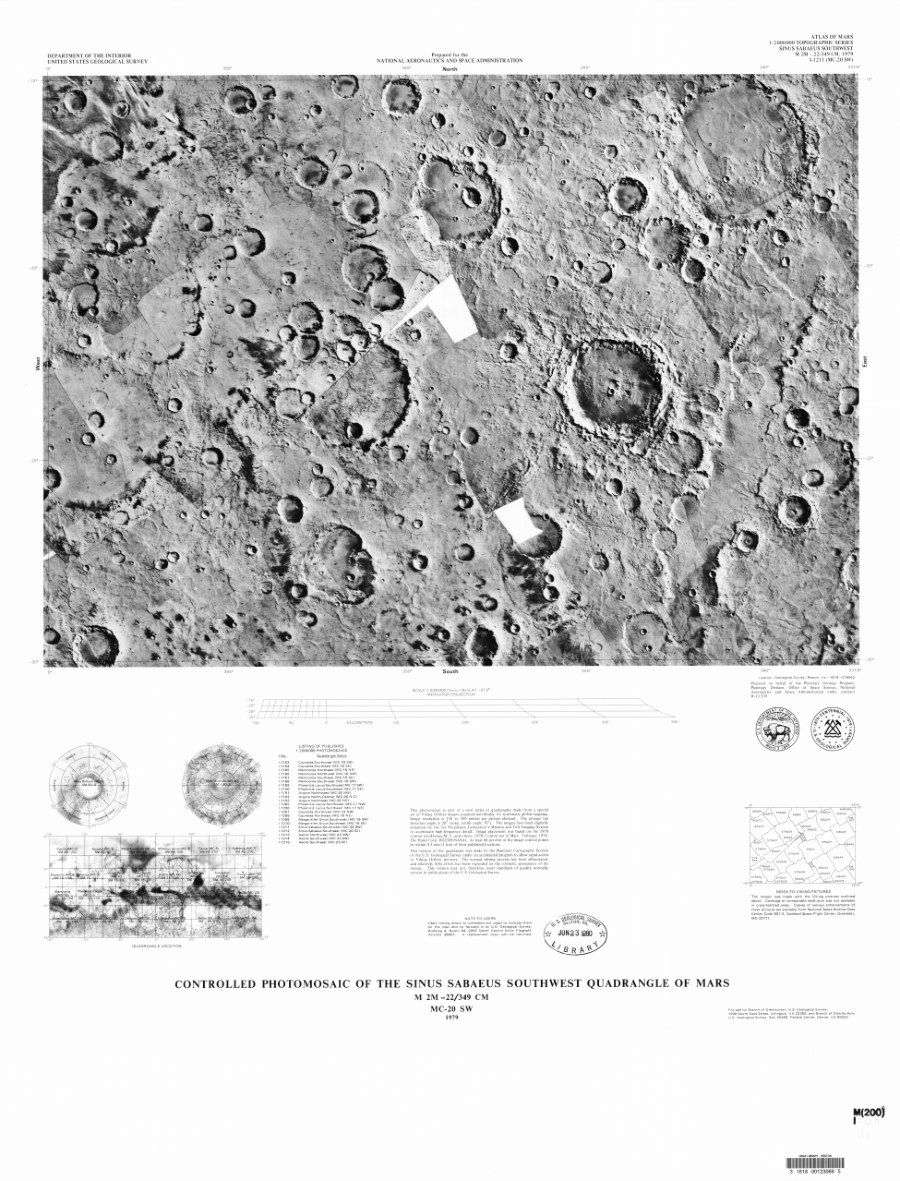 Controlled Photomosaic of the Sinus Sabaeus Southwest Quadrangle of Mars