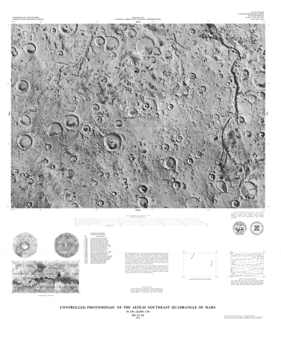 Controlled Photomosaic of the Aeolis Southeast Quadrangle of Mars