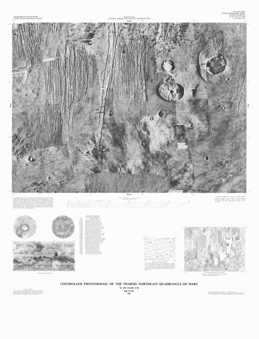 Controlled Photomosaic of the Tharsis Northeast Quadrangle of Mars