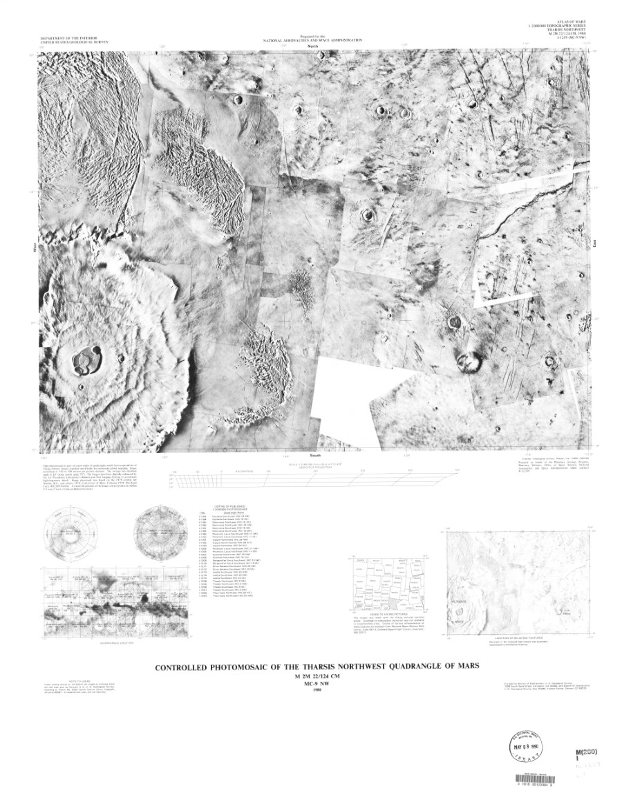 Controlled Photomosaic of the Tharsis Northwest Quadrangle of Mars