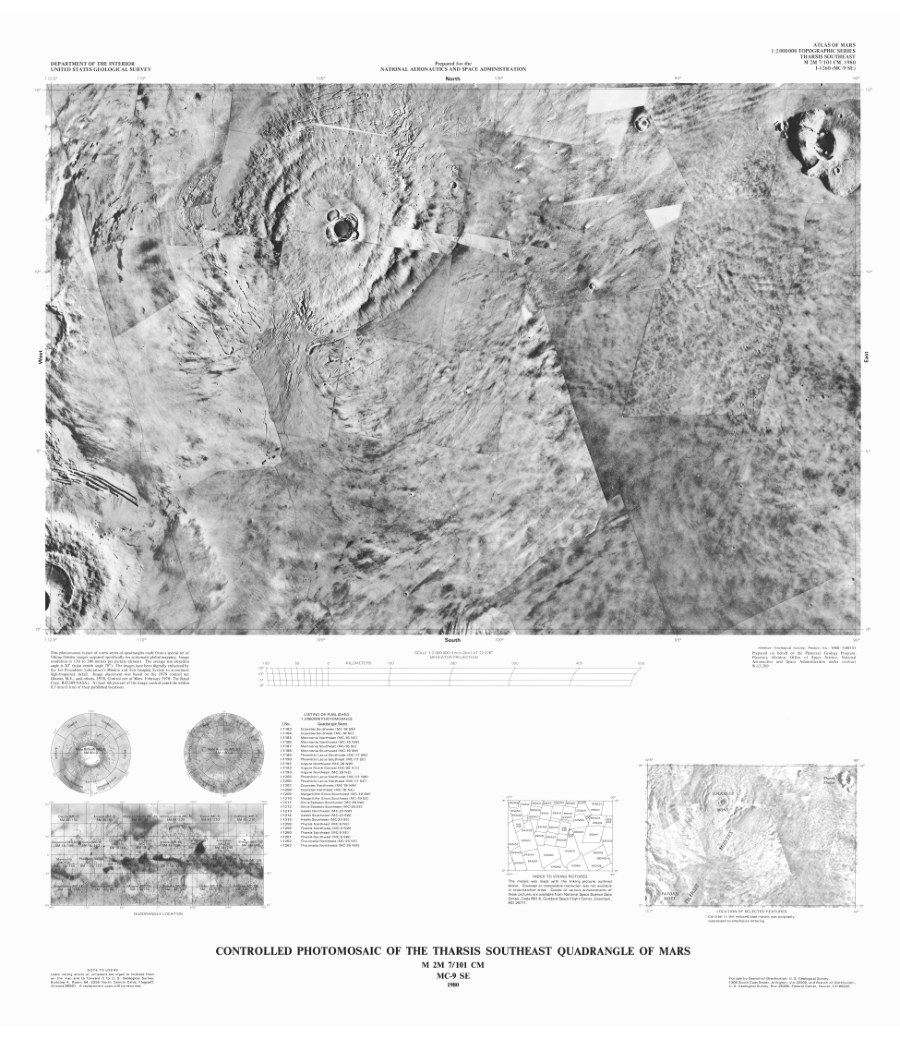 Controlled Photomosaic of the Tharsis Southeast Quadrangle of Mars