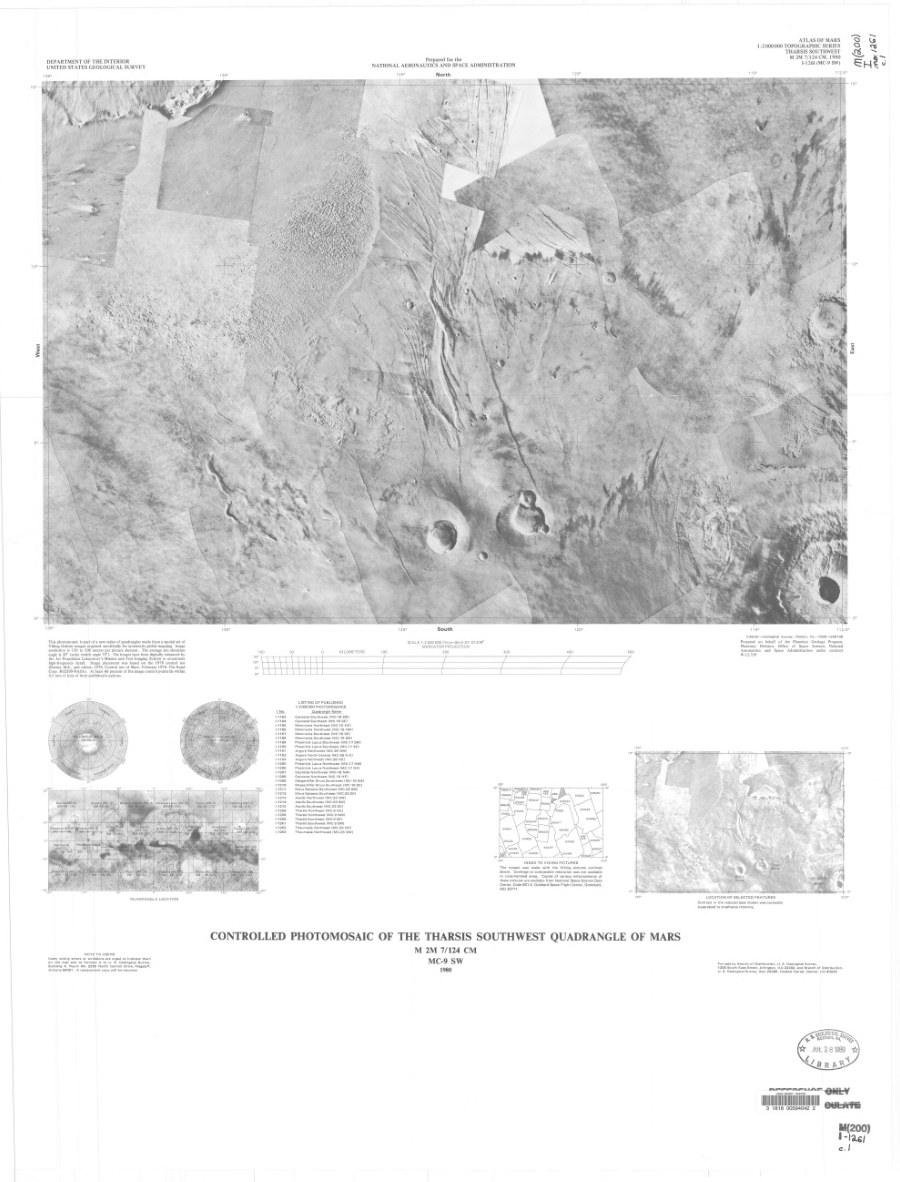 Controlled Photomosaic of the Tharsis Southwest Quadrangle of Mars