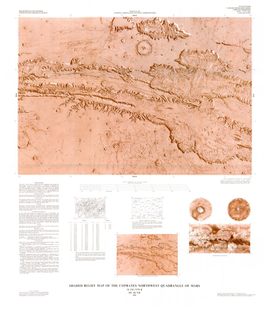 Shaded Relief Map of the Coprates Northwest Quadrangle of Mars