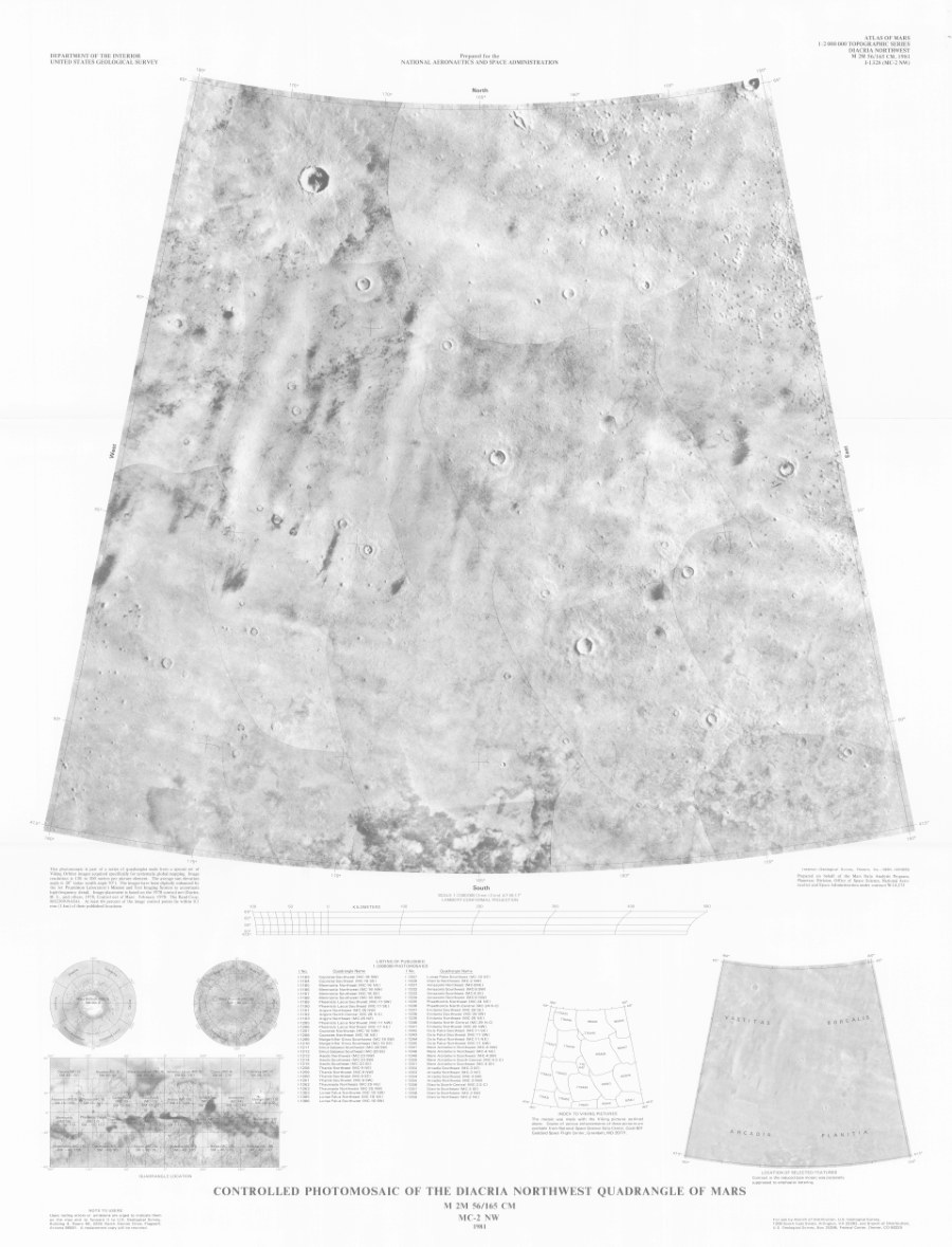 Controlled Photomosaic of the Diacria Northwest Quadrangle of Mars
