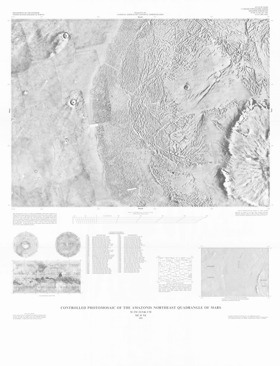 Controlled Photomosaic of the Amazonis Northeast Quadrangle of Mars
