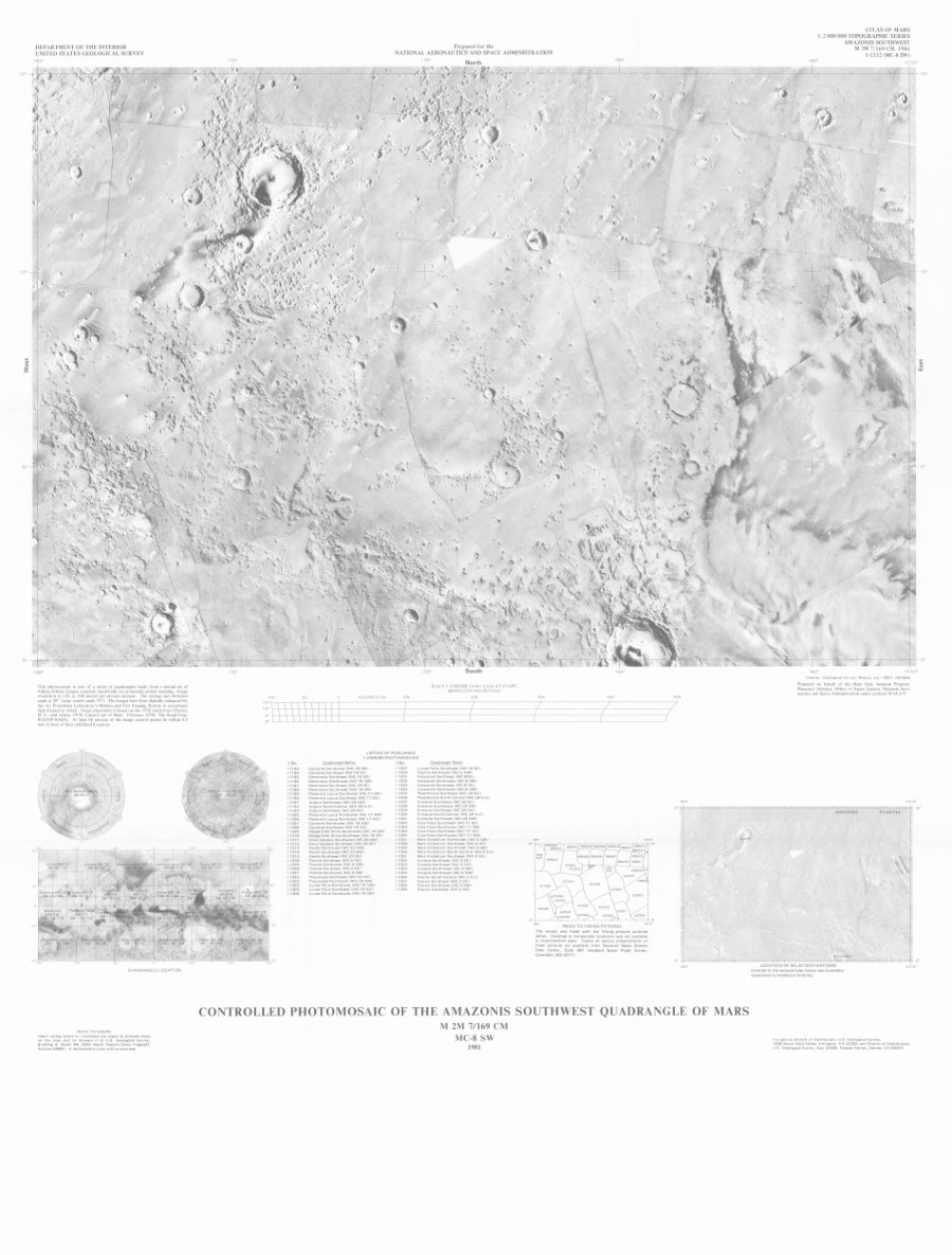 Controlled Photomosaic of the Amazonis Southwest Quadrangle of Mars