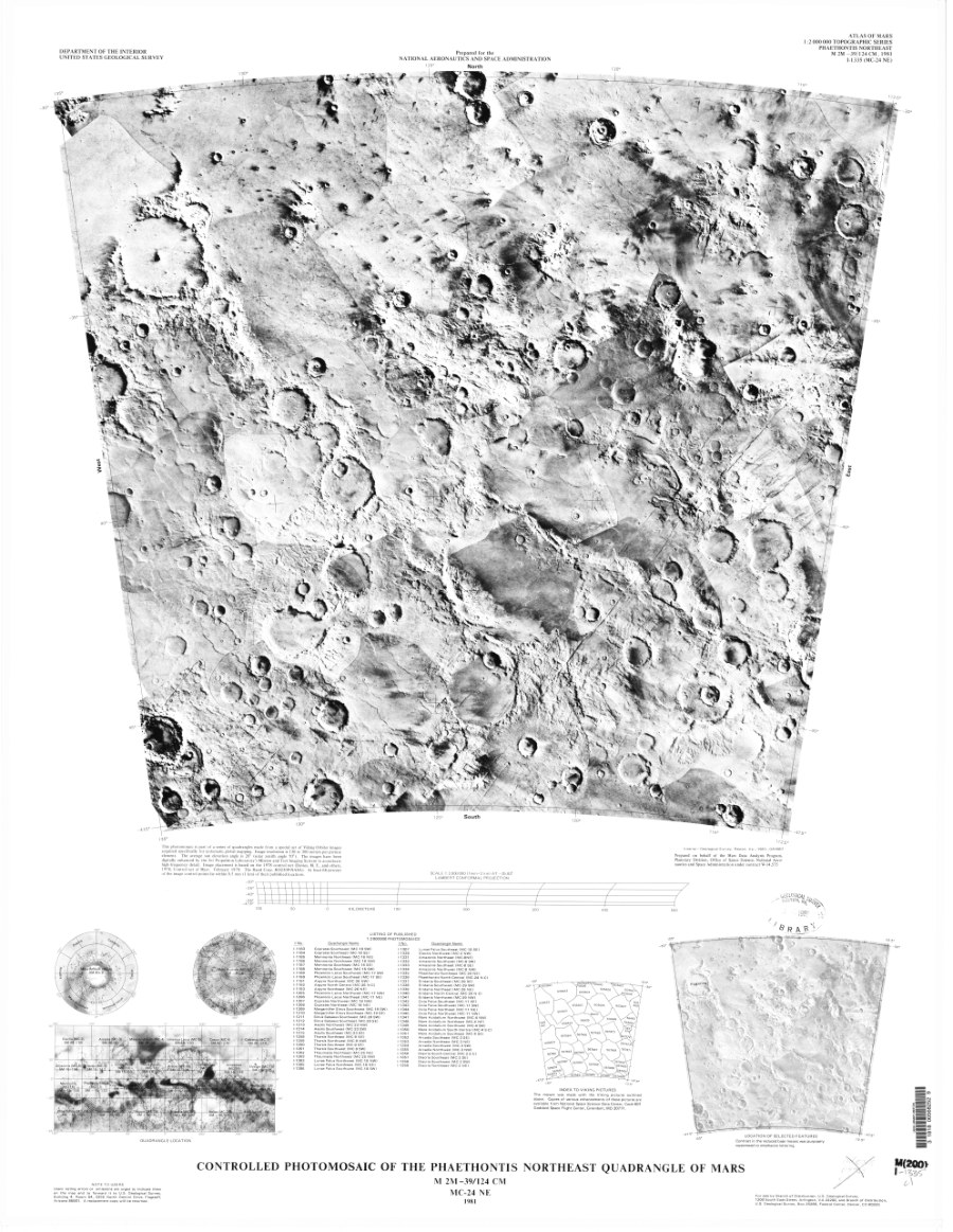 Controlled Photomosaic of the Phaethontis Northeast Quadrangle of Mars