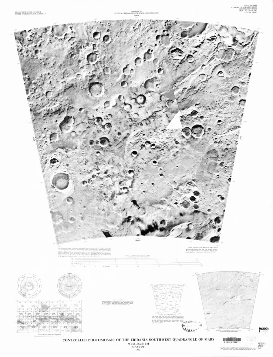 Controlled Photomosaic of the Eridania Southwest Quadrangle of Mars