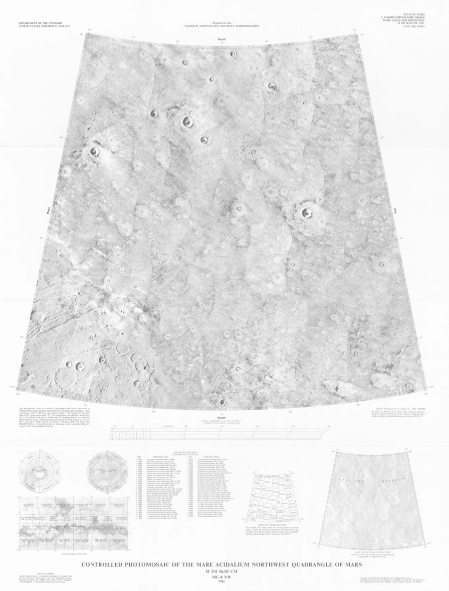 Controlled Photomosaic of the Mare Acidalium Northwest Quadrangle of Mars