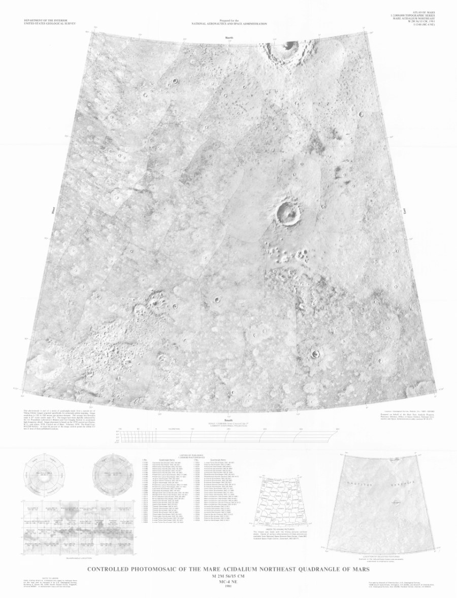 Controlled Photomosaic of the Mare Acidalium Northeast Quadrangle of Mars