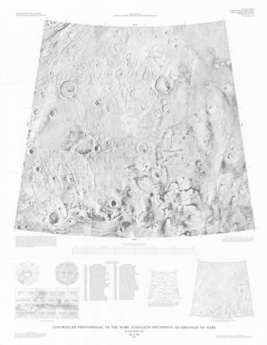 Controlled Photomosaic of the Mare Acidalium Southwest Quadrangle of Mars