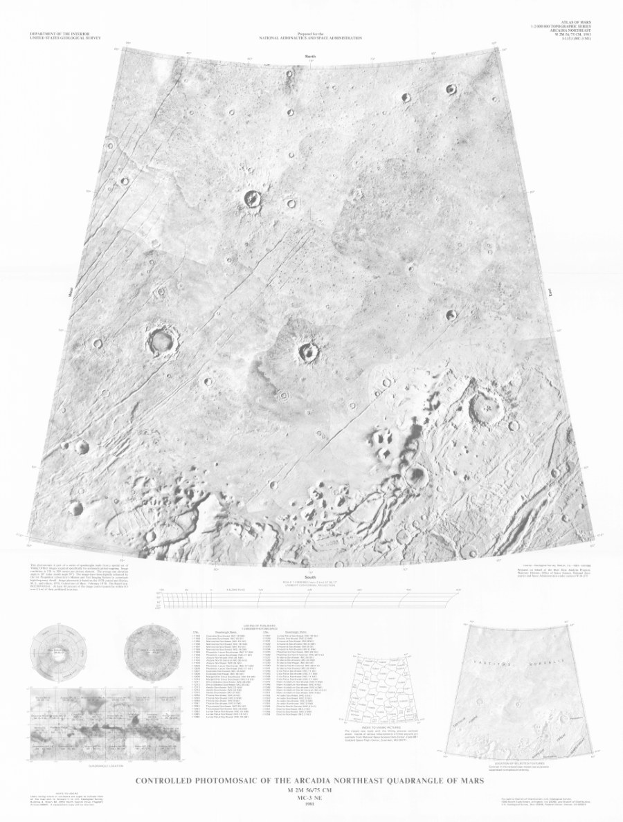 Controlled Photomosaic of the Arcadia Northeast Quadrangle of Mars