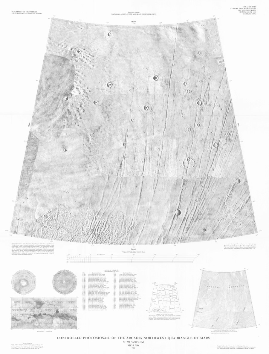 Controlled Photomosaic of the Arcadia Northwest Quadrangle of Mars