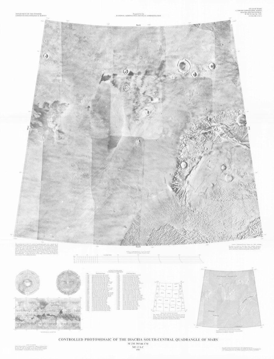 Controlled Photomosaic of the Diacria South-Central Quadrangle of Mars