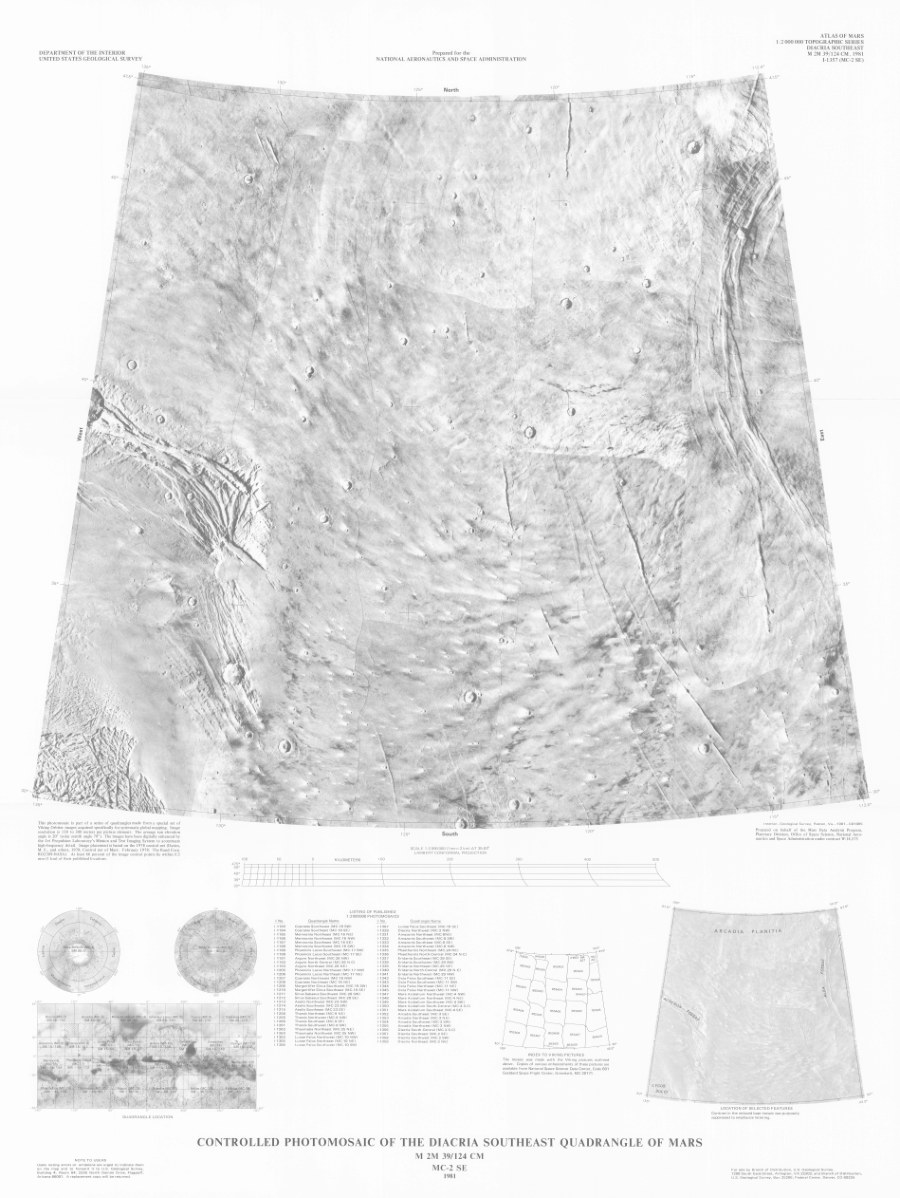 Controlled Photomosaic of the Diacria Southeast Quadrangle of Mars