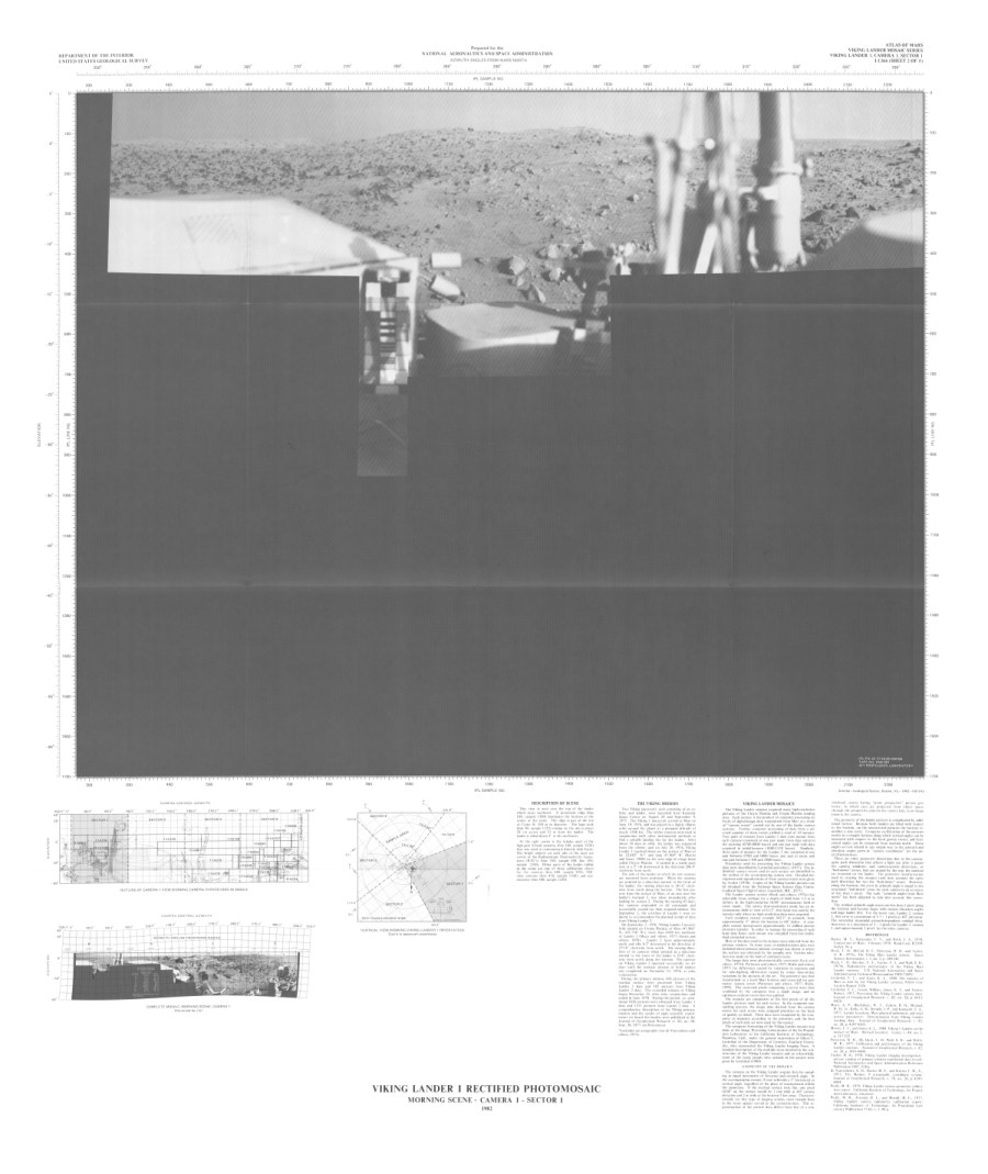Viking Lander 1 rectified photomosaic Morning scene Camera 1 Sector 2