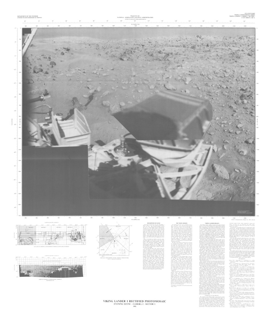 Viking Lander 1 rectified photomosaic Evening scene Camera 2 Sector 1
