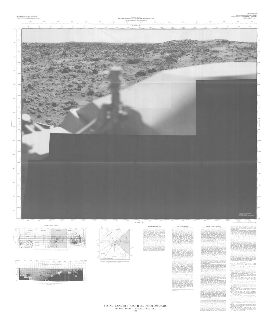 Viking Lander 1 rectified photomosaic Evening scene Camera 2 Sector 1