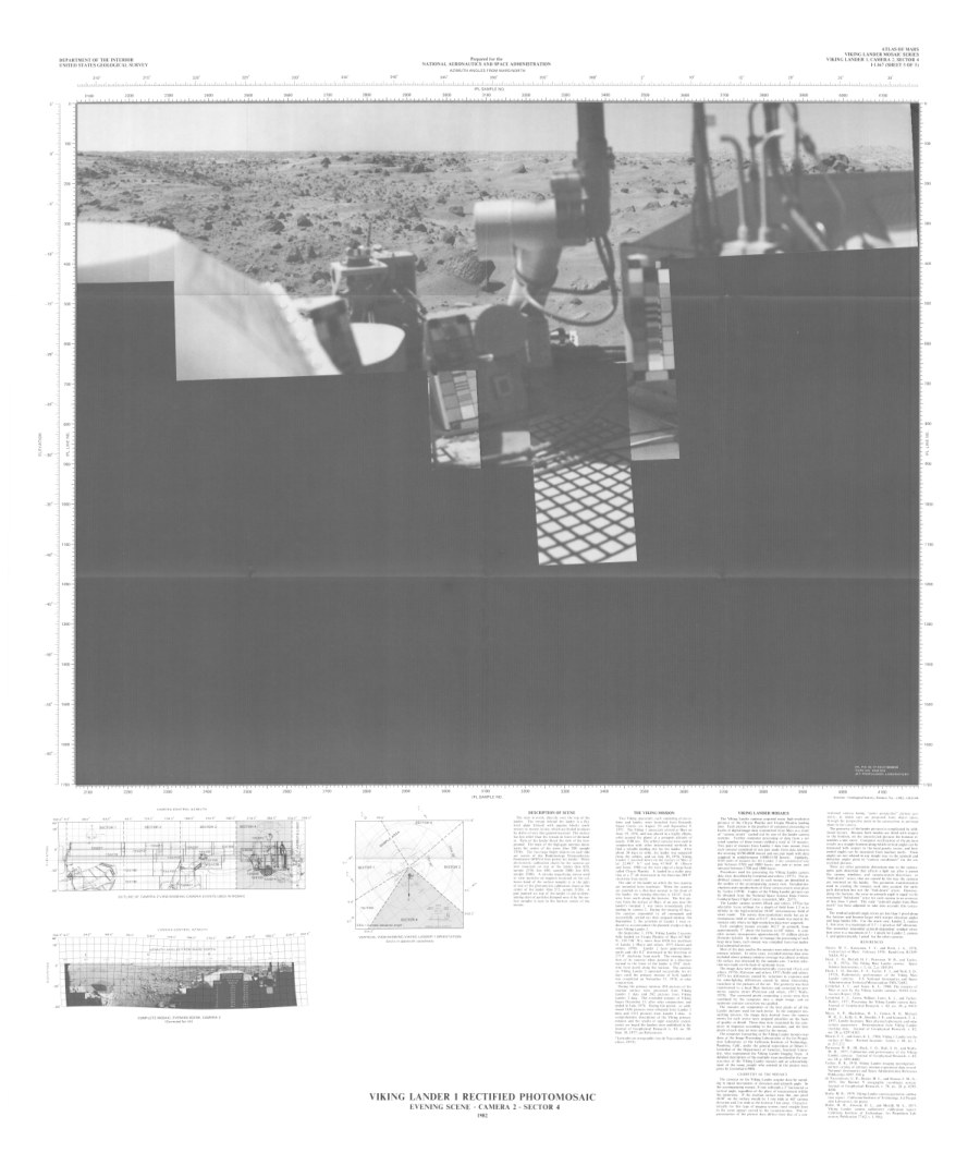 Viking Lander 1 rectified photomosaic Evening scene Camera 2 Sector 1