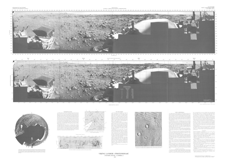 Viking Lander 1 rectified photomosaic Evening scene Camera 2 Sector 1