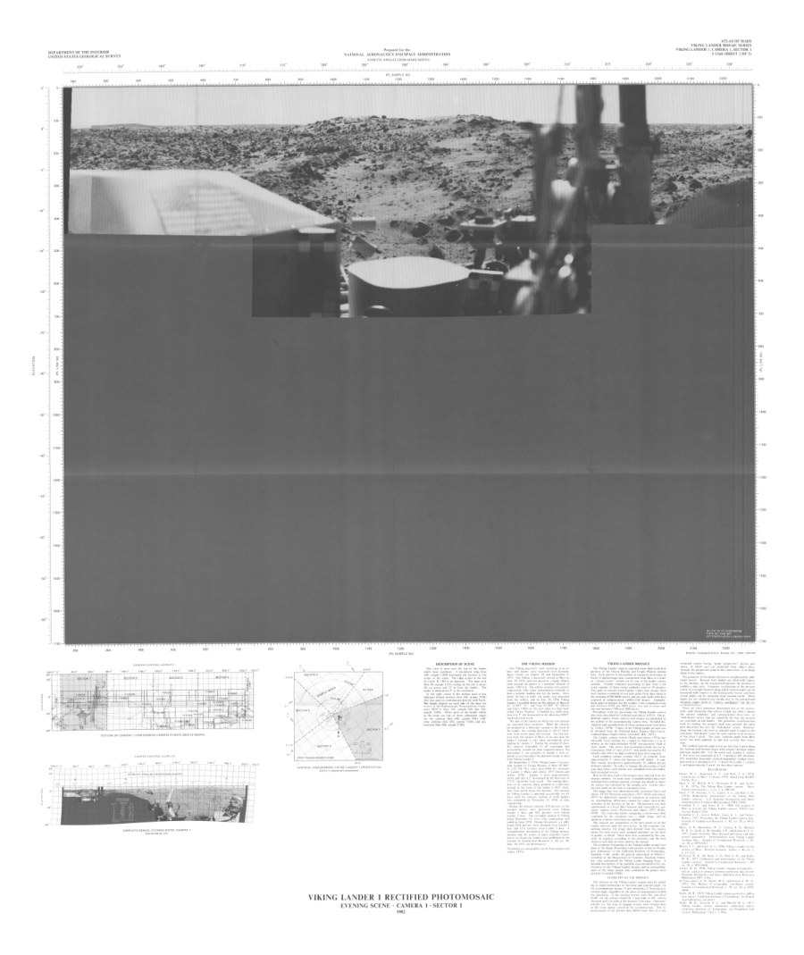 Viking Lander 1 photomosaic Evening scene Camera 1