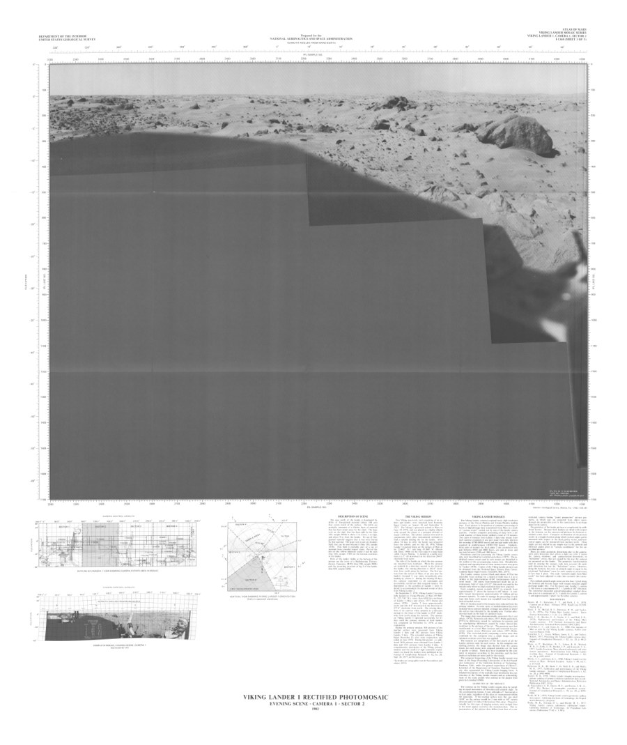 Viking Lander 1 photomosaic Evening scene Camera 1