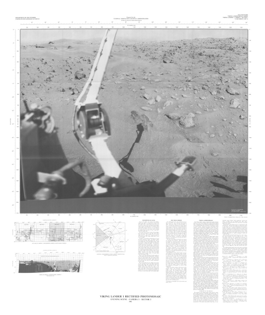 Viking Lander 1 photomosaic Evening scene Camera 1