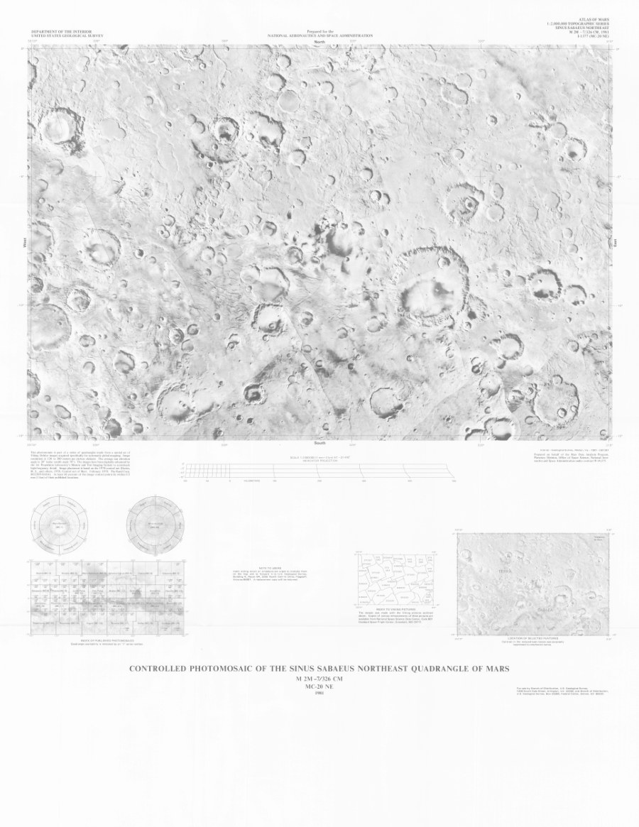 Controlled Photomosaic of the Sinus Sabaeus Northeast Quadrangle of Mars