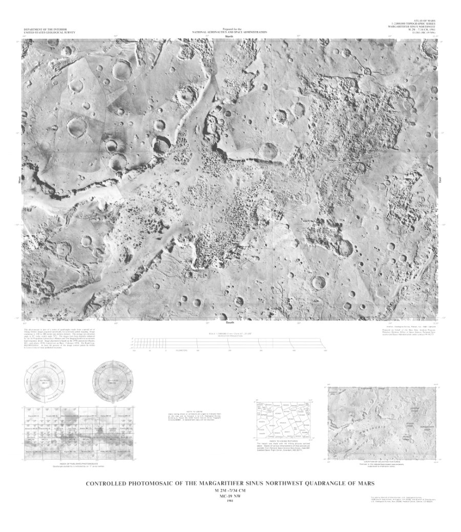 Controlled Photomosaic of the Margaritifer Sinus Northwest Quadrangle of Mars