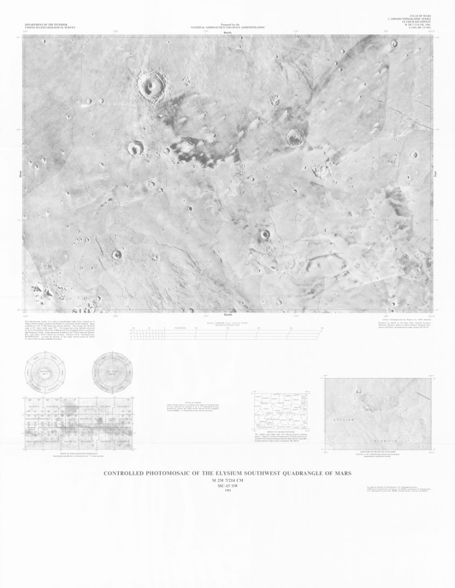 Controlled Photomosaic of the Elysium Southwest Quadrangle of Mars