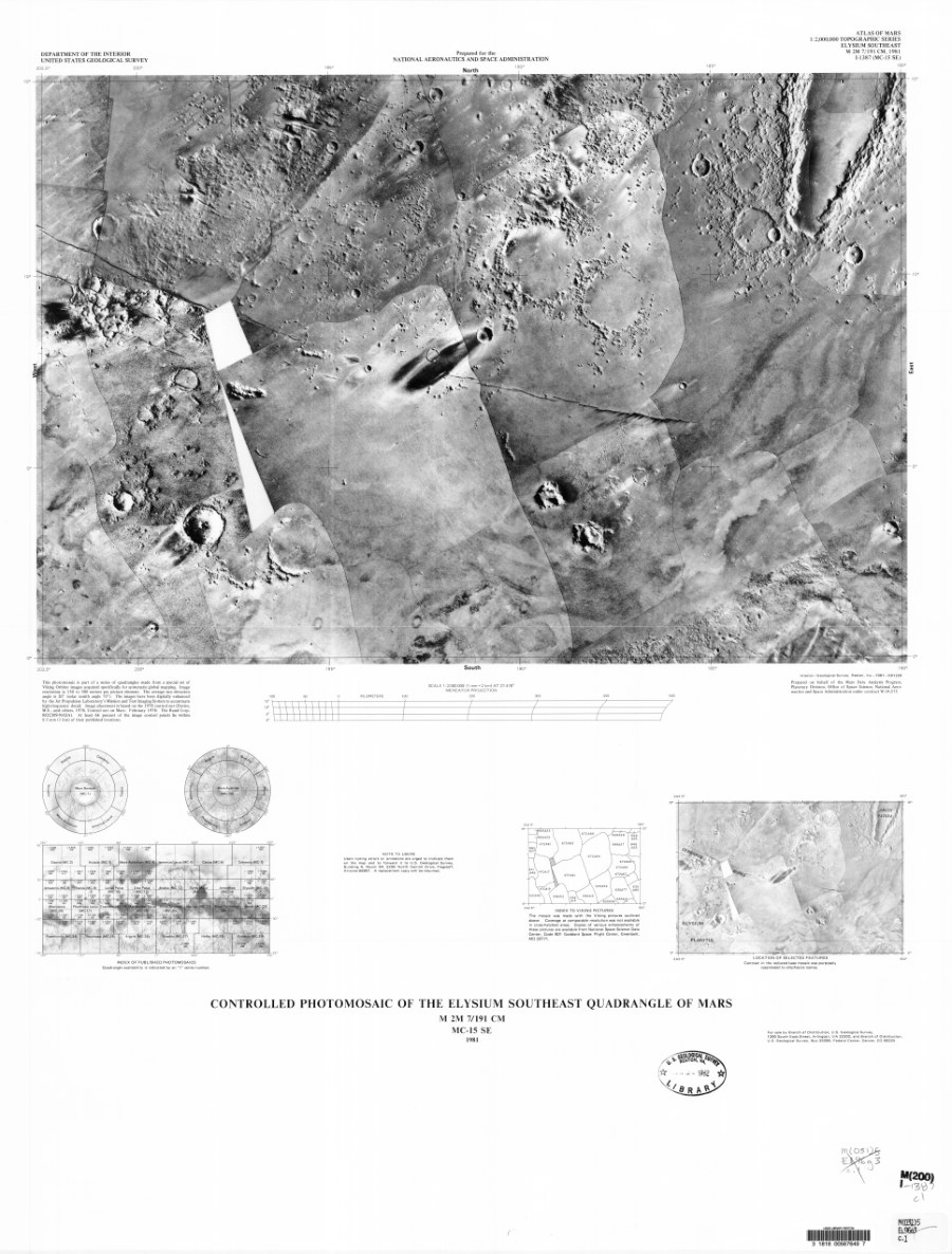 Controlled Photomosaic of the Elysium Southeast Quadrangle of Mars