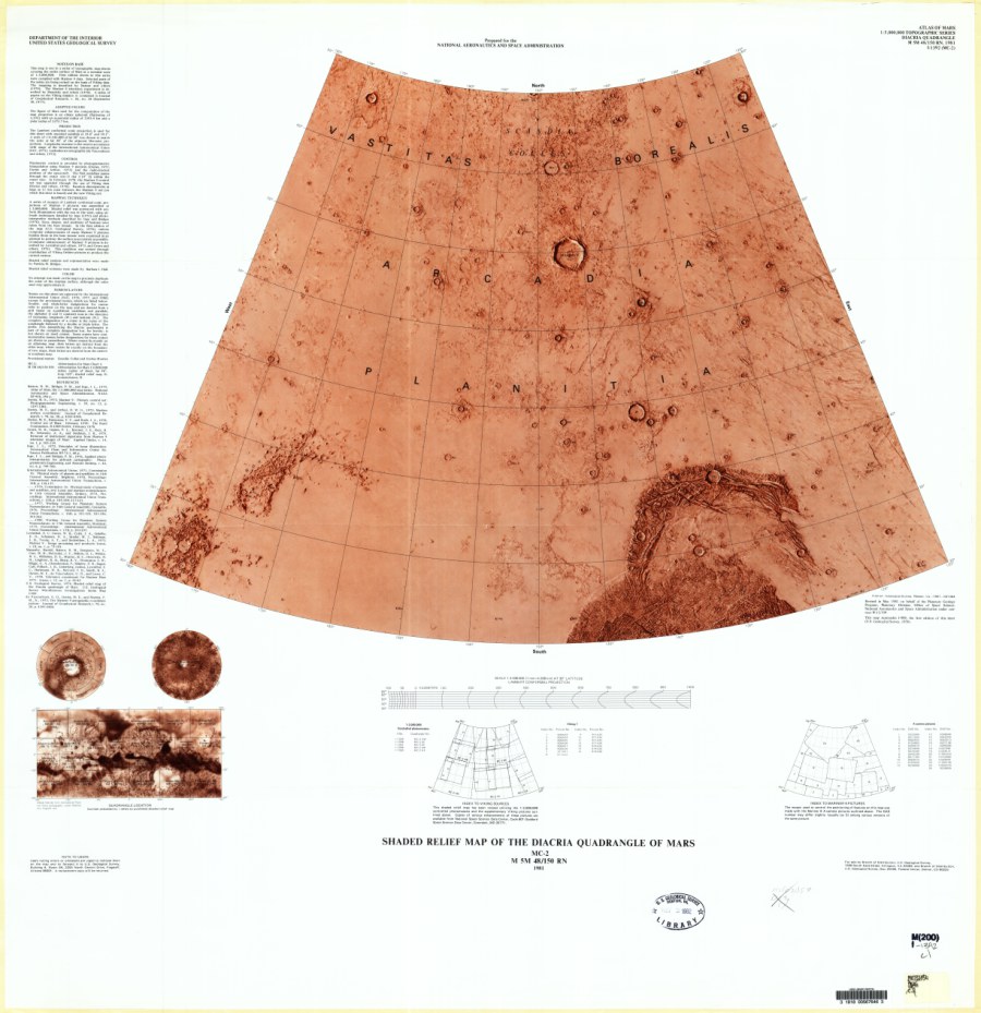 Shaded Relief Map of the Diacria Quadrangle of Mars