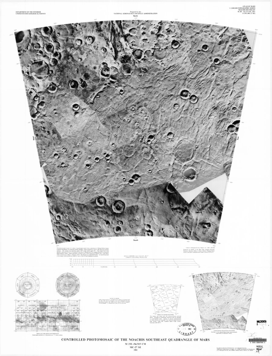 Controlled Photomosaic of the Noachis Southeast Quadrangle of Mars