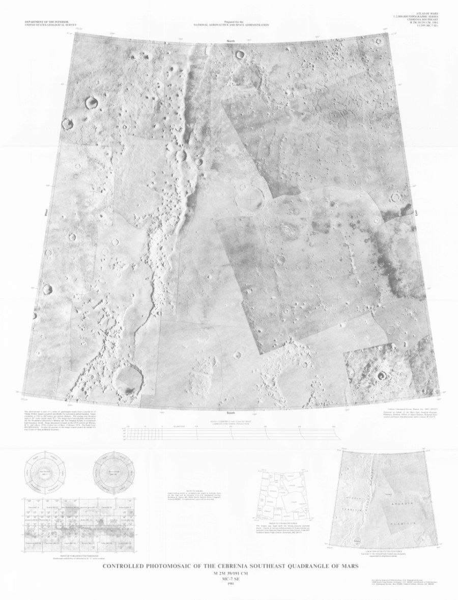 Controlled Photomosaic of the Cebrenia Southeast Quadrangle of Mars