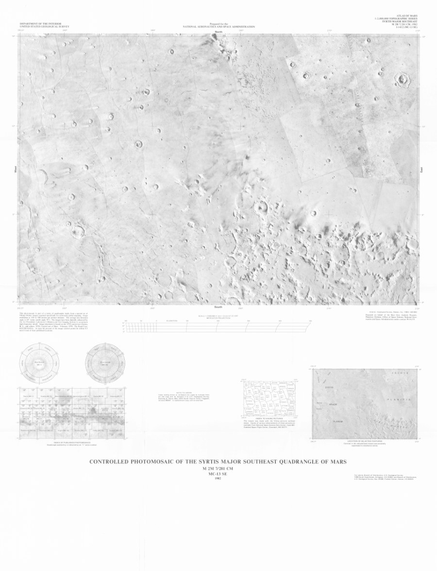 Controlled Photomosaic of the Syrtis Major Southeast Quadrangle of Mars