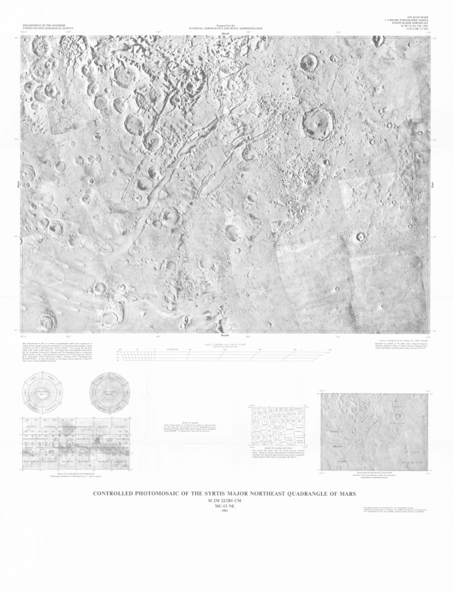 Controlled Photomosaic of the Syrtis Major Northeast Quadrangle of Mars