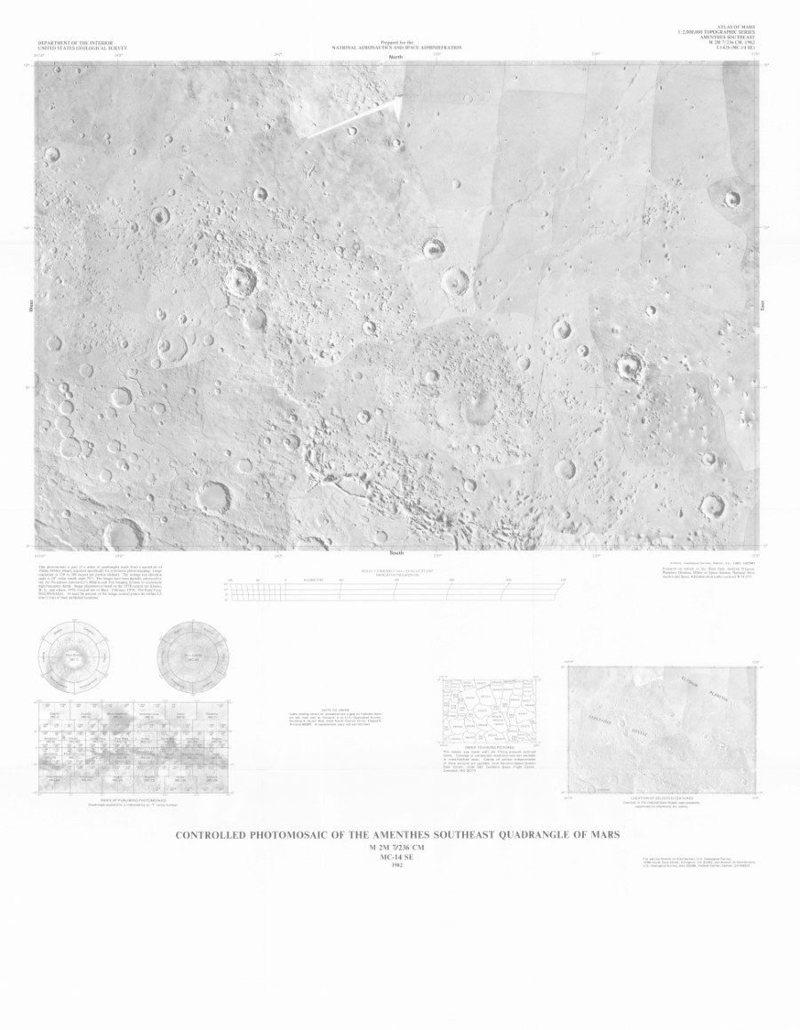 Controlled Photomosaic of the Amenthes Southeast Quadrangle of Mars