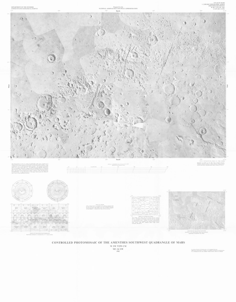 Controlled Photomosaic of the Amenthes Southwest Quadrangle of Mars